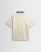 Pendal - Ecru And Blue Ribbed Organic Cotton Polo Shirt