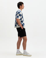Porto - Ecru And Blue Square Crochet Knitted Shirt
