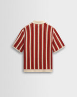 Porto - Ecru And Orange Stripe Crochet Knitted Shirt