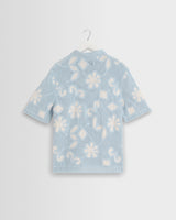 wax london men's Porto - Pale Blue Doodle Crochet Knitted Shirt