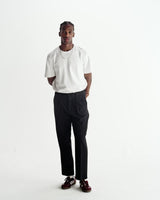 Aubyn - Black Wool Blend Twill Pleated Trousers
