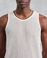 wax london men's Prim - Ecru Open Knit Vest