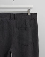 wax london men's Raleigh - Charcoal Herringbone Pleated Trousers