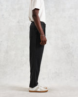 wax london men's Raleigh - Charcoal Herringbone Pleated Trousers