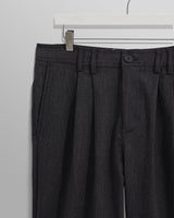 wax london men's Raleigh - Charcoal Herringbone Pleated Trousers