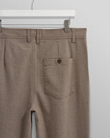 wax london men's Raleigh - Light Brown Herringbone Pleated Trousers
