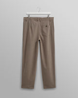 wax london men's Raleigh - Light Brown Herringbone Pleated Trousers