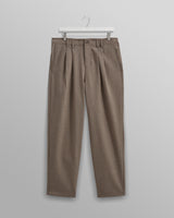 wax london men's Raleigh - Light Brown Herringbone Pleated Trousers