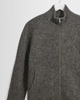 wax london men's Ranwell - Charcoal Fluffy Wool Blend Zip Funnel Jumper