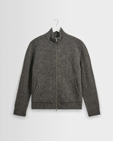 wax london men's Ranwell - Charcoal Fluffy Wool Blend Zip Funnel Jumper