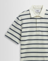 Redman - Ecru Textured Stripe Organic Cotton Polo Shirt