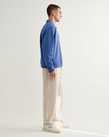 wax london men's Reeve - French Blue Loopback Organic Cotton Collared Sweatshirt
