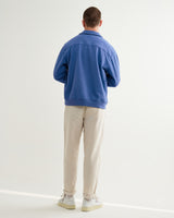 wax london men's Reeve - French Blue Loopback Organic Cotton Collared Sweatshirt