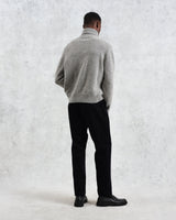 wax london men's Ridgeway - Grey Donegal Roll Neck Jumper