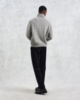 wax london men's Ridgeway - Grey Donegal Roll Neck Jumper
