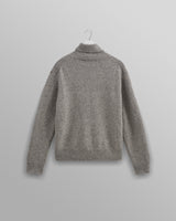 wax london men's Ridgeway - Grey Donegal Roll Neck Jumper
