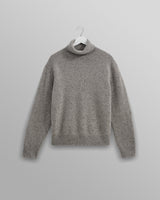 wax london men's Ridgeway - Grey Donegal Roll Neck Jumper