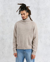 wax london men's Ridgeway - Natural Donegal Roll Neck Jumper