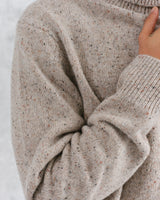 wax london men's Ridgeway - Natural Donegal Roll Neck Jumper