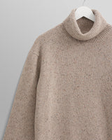 wax london men's Ridgeway - Natural Donegal Roll Neck Jumper