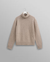 wax london men's Ridgeway - Natural Donegal Roll Neck Jumper