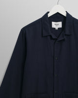 wax london men's Ripley - Navy Brushed Herringbone Lounge Shirt