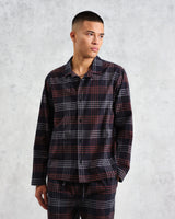 wax london men's Ripley - Navy And Orange Check Flannel Lounge Shirt