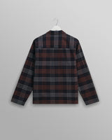 wax london men's Ripley - Navy And Orange Check Flannel Lounge Shirt