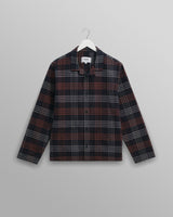 wax london men's Ripley - Navy And Orange Check Flannel Lounge Shirt