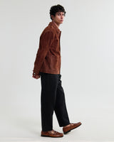 wax london men's Robin - Brown Suede Chore Jacket