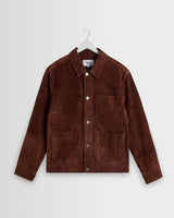 wax london men's Robin - Brown Suede Chore Jacket