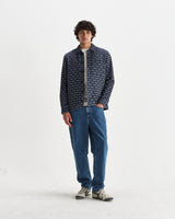 wax london men's Rockley - Navy Geometric Jacquard Overshirt