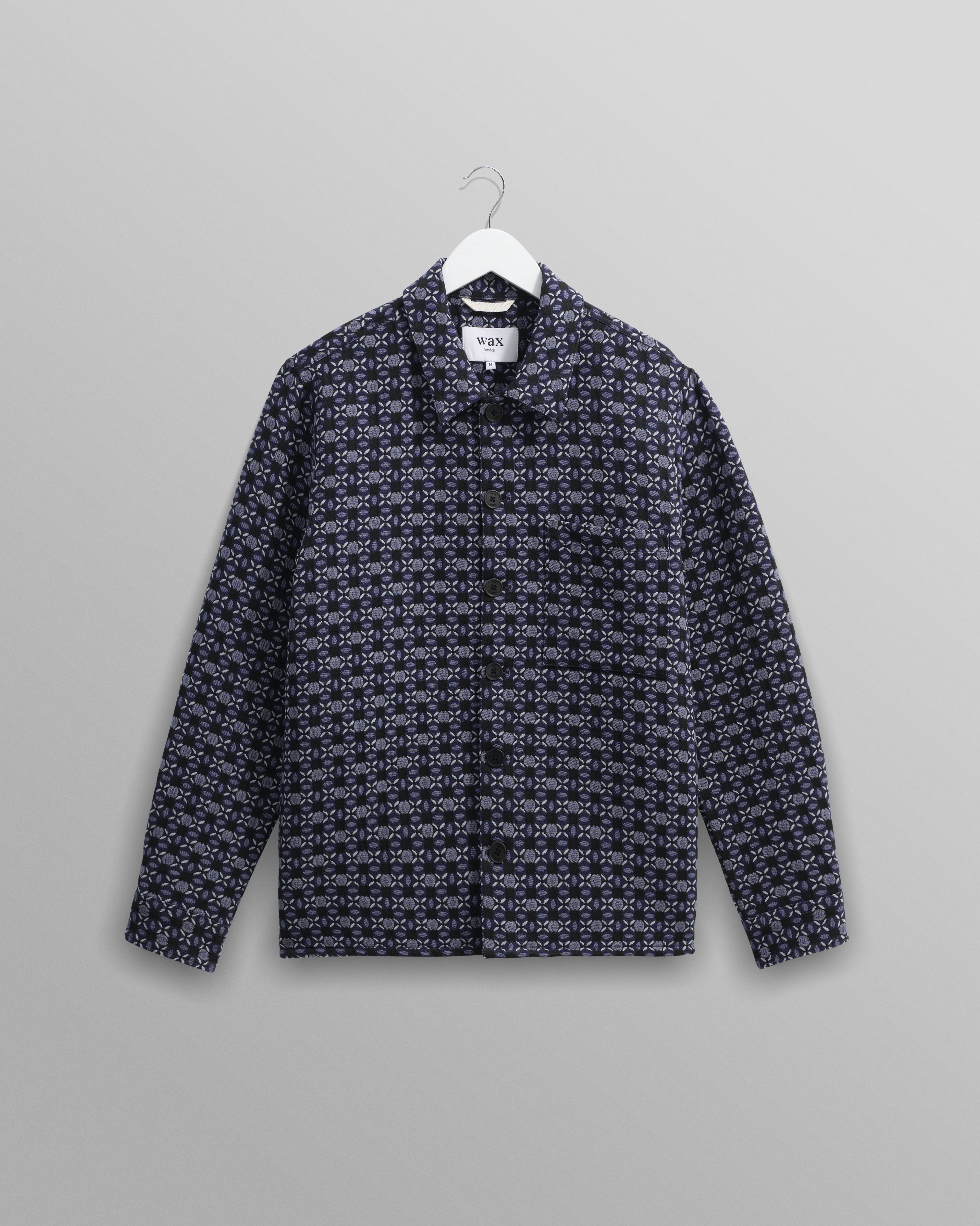 Rockley - Navy Geometric Jacquard Overshirt