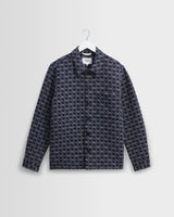 wax london men's Rockley - Navy Geometric Jacquard Overshirt