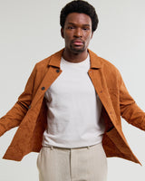 wax london men's Rockley - Rust Honeycomb Jacquard Overshirt