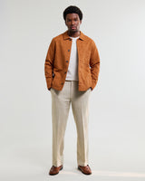 wax london men's Rockley - Rust Honeycomb Jacquard Overshirt