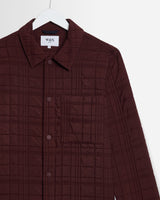 wax london men's Romer - Dark Burgundy Quilted Check Overshirt