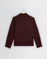 wax london men's Romer - Dark Burgundy Quilted Check Overshirt
