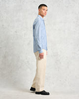 wax london men's Rove - Blue Striped Cotton-Poplin Shirt