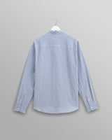 wax london men's Rove - Blue Striped Cotton Seersucker Shirt