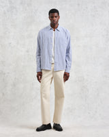 wax london men's Rove - Blue Striped Cotton Seersucker Shirt