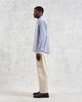 wax london men's Rove - Blue Striped Cotton Seersucker Shirt