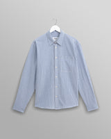 wax london men's Rove - Blue Striped Cotton Seersucker Shirt
