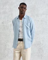 wax london men's Rove - Light Blue Linen Shirt