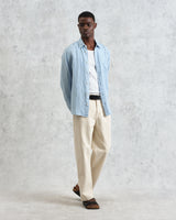 wax london men's Rove - Light Blue Linen Shirt