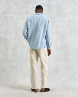 wax london men's Rove - Light Blue Linen Shirt