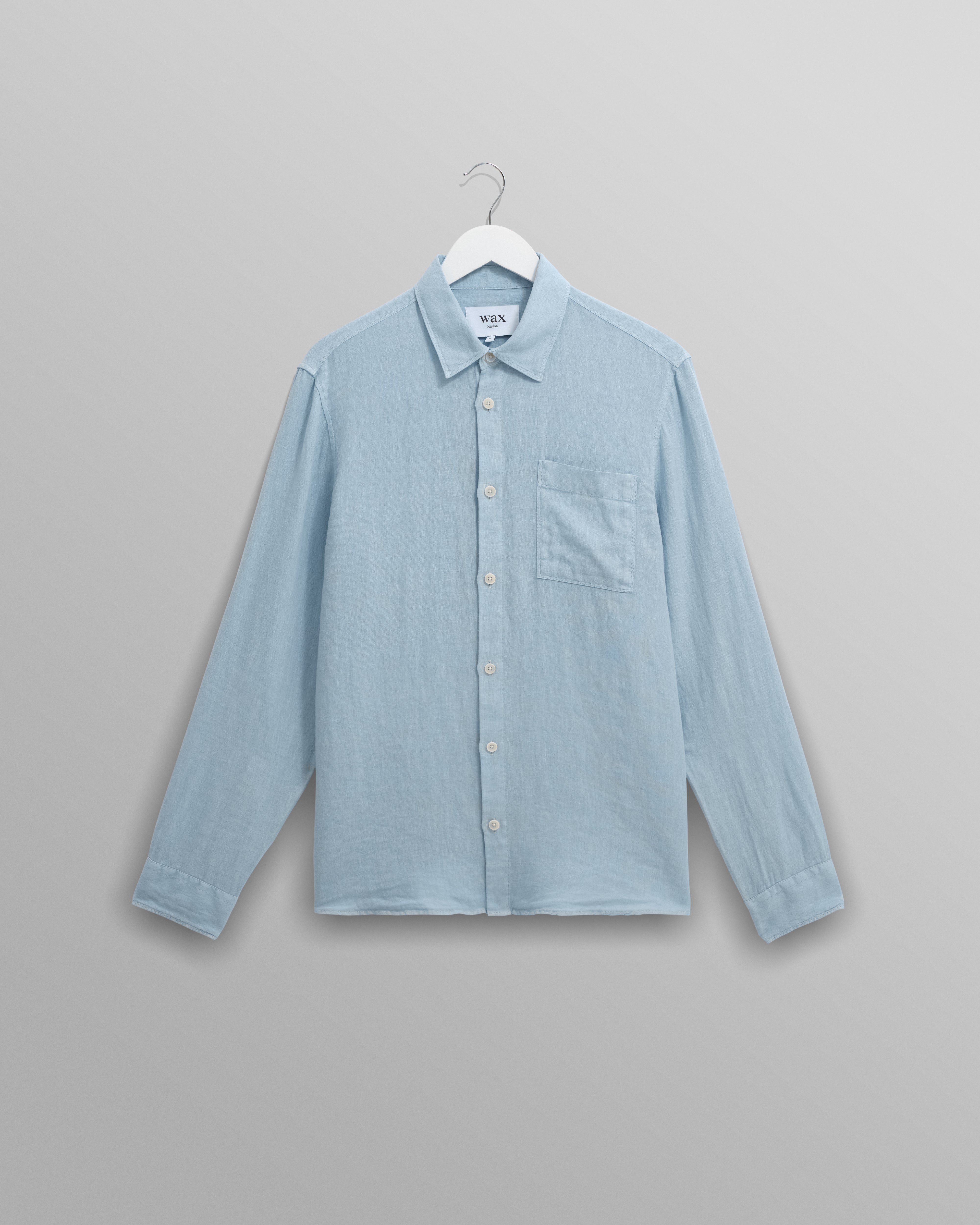 wax london men's Rove - Light Blue Linen Shirt