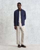 wax london men's Rove - Navy Linen Shirt