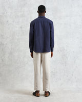 wax london men's Rove - Navy Linen Shirt