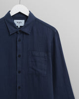 wax london men's Rove - Navy Linen Shirt